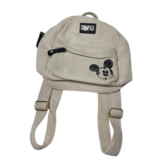 Handbags - Cream and Black Mini Backpack with Textured Fabric